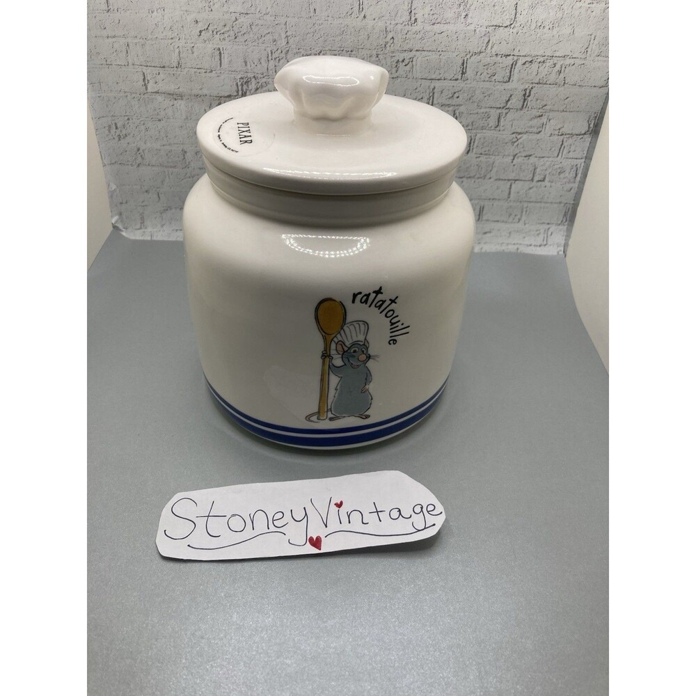 Rae Dunn Disney Pixar RATATOUILLE Canister With Remy And Chef Hat Handle NEW